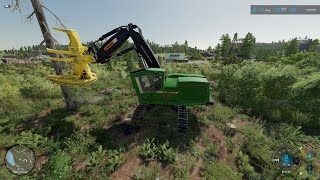 Logging Simulator 2022 | John Deere 959M Feller Buncher cutting trees