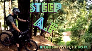 Riding a Steep AF trail in Moe Pines.