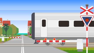 Denmark railroad crossings and trains cartoon【踏切アニメ】デンマークの踏切と電車