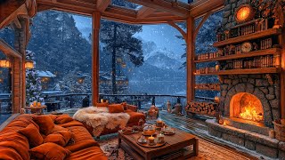 Winter Jazz in a Cozy Cafe ☕ Smooth Jazz Instrumentals & Fireplace Sounds for Relaxing Sleep & Calm