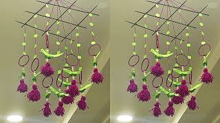 Windchime with paper parrots and old bangles| home decoration ideas| Old bangles craft| paper crafts