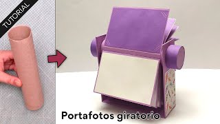 Tutorial: Portafotos giratorio 🤩⚙️ Reciclando un tubo de cartón ♻️