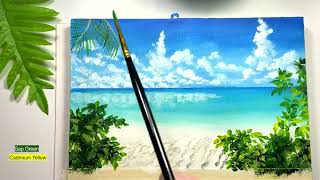 Sunshine Coast/🌼Beautiful Tropical Beach w/Flower/Easy Acrylic Painting Tutorial For Beginners #291