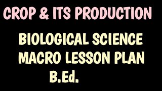 Biological science macro lesson plan on topic Crop & its Production B.Ed| Science macro lesson plan