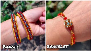 DIY Partywear bangle and bracelet. Easy bangle and bracelet making. How to make silk thread bangle.