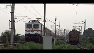 Looped Bengaluru Rajdhani overtakes freight and meets Tamil Nadu!!