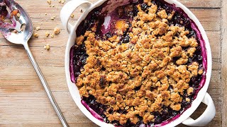 Berry Crisp Dessert with Blueberries and Mango