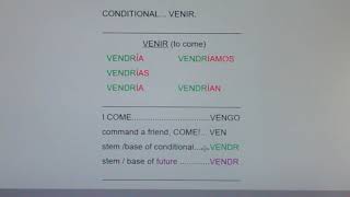 conditional:  venir and salir- vendría, vendrías, saldría, saldríamos.