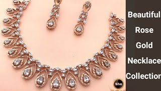 Beautiful Rose Gold Necklace Designs. Latest 1gm Gold Necklace Collection/Trendy Necklace Collection