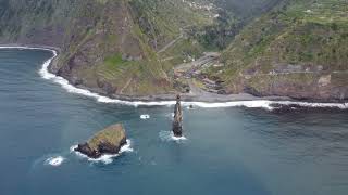 Praia da Ribeira da Janela by drone 4K - Ribeira beach, Madeira, Portugal, July 2023