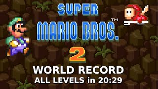 ALL LEVELS Speedrun in 20:29 • Super Mario Bros. 2 (SNES) [FORMER WORLD RECORD]