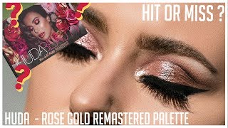 HUDA BEAUTY ROSE GOLD REMASTERED PALETTE - TUTORIAL + REVIEW