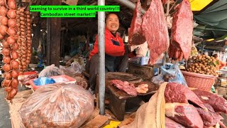 Aprendiendo a sobrevivir en Camboya, comprando en un mercado callejero🇸🇻🇰🇭🇸🇻🇰🇭