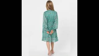 Girls Green Floral Knee Length Frock