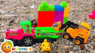 Rescue Police Car and Bridge Construction Vehicles Excavator Crane Truck | Aillion kids TOYS