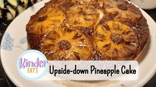 Upside-down Pineapple cake | Eggless | Baking Recipe | Kinder Eats