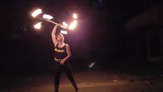 Full-size fire dragon staff burn to live music by Nora Borealis!