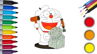 How To Coloring Doraemon Sculpt a statue of yourself | Wahyu Art