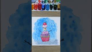 Olaf pintura em aquarela de Natal vestido de cupcake #watercolor #drawing #painting #funny