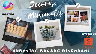 UNBOXING DEKORASI RUMAH MINIMALIS BARANG DISKONAN SHOPE! #misterybox