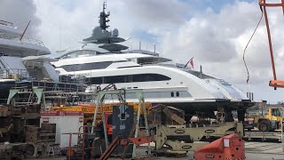 Galactica Super Nova yacht taken out from water in Barcelona