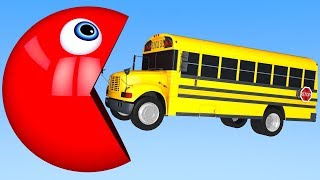 Learn Colors with PACMAN and Excavator School Bus Friend Street Vehicle for Children