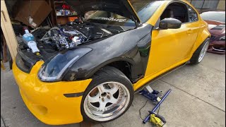 Twin turbo G35 gets carbon fiber vented fenders ( FLY 1 MOTORSPORTS)