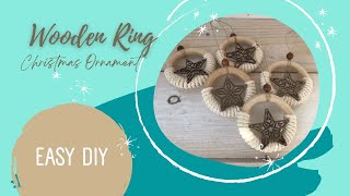 Wooden Ring Christmas ornaments with macrame cord & stars - easy DIY Christmas decoration