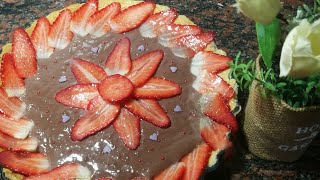 Tarta de fresas con crema de chocolate