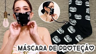 MÁSCARA DE PROTEÇÃO FEITA COM MEIA | DIY FACE MASK NO SEWING MACHINE