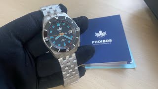 Men's silver Phoibos watch with steel strap Wave Master 200M - PY053CN Automatic 39.5MM