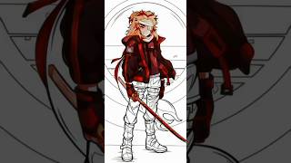 Flame 🔥 hashira Rengoku colouring 🖍️..#shorts #demonslayer #anime