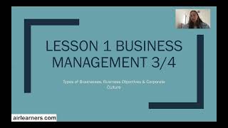 VCE Business Managment 3/4 LESSON 1