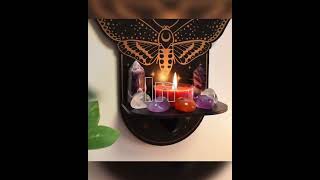 Moth Moon Crystal Altar Shelf Crystal Holder Display Wall Wood Shelf Witch Decor