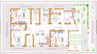 50' X 90' House Plan | 50 by 90 home Plan | 1 Kanal house Map | 4500 SQFT Map With 3bhk Parking