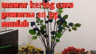 Bunga mawar kering warna biru, cara mengeringkan bunga, dried flowers.