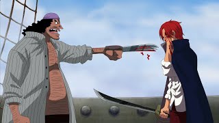 Shanks' reaction after Blackbeard cut his face in One Piece