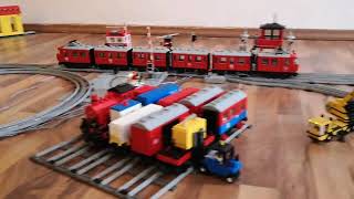 small 12v Lego rail bus 7725 with 4 intermediate cars.