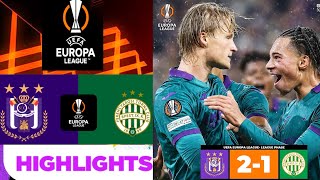 Anderlecht vs Ferencváros (2-1) Highlights | Ligue Europa 2024 | rsc Anderlecht Ferencvaros Résumé