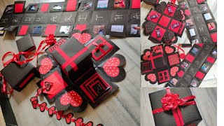 Birthday explosion box | Explosion box ideas | Red and Black Explosion Box | Creative corner