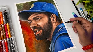 Rohit Sharma Drawing,  Oil Pastel Drawing Tutorial 😍