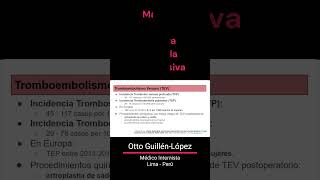 Tromboprofilaxis 1: prevalencia de TEP y TVP #trombosis #thrombosis #prevención #medicine #pulmones