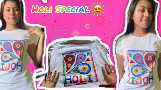 Ghar pe he bana leya Holi ki T-shirt 😍​⁠@PriyankaSome  | T-shirt Paint 🎨 |#youtube #holi