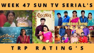 WEEK 47 SUN TV SERIAL'S TRP RATING'S (U+R)🔥🎉 | SUN TELEVISION | TAMIL | 2022 | SERIALTRP