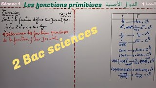 Les fonctions primitives. séance 1. 2 Bac sciences