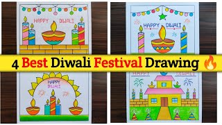 Best Diwali Drawing / Diwali Drawing Very Easy / Diwali Festival Drawing / Happy Diwali Drawing