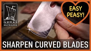 Sharpening curved plane blades