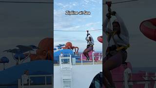 😳She faced her fears! Ziplining at sea on the #utopiaoftheseas #travel #cruiseship