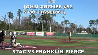 JOHN ARCHER PITCHING HIGHLIGHTS STAC VS FRANKLIN PIERCE GAME 1