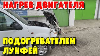 Проверяем тепловизором как нагревается двигатель подогревателем Лунфей